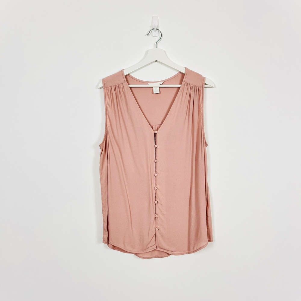 H&M Rose Button Front Draped Tank Top